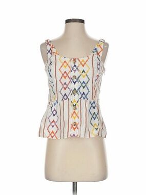 Current Air Ivory Multi-Color Geometric Diamond Sleeveless Peplum Top - Size S